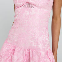 Aubriana Strapless Mini Dress Pink Jacquard