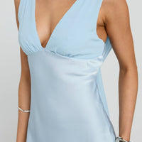 Bellarose Draped Back Mini Dress Baby Blue