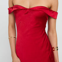 Alizae Off Shoulder Mini Dress Red
