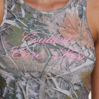 Couldn't Care Less Graphic Top Leafy Camo