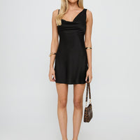 Xandra Cowl Neck Mini Dress Black