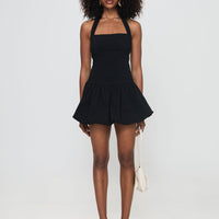 Gigli Bubble Hem Mini Dress Black