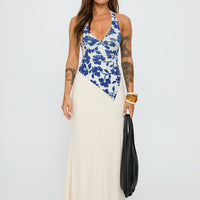 Chilli Halter Top Blue Floral