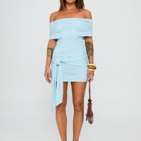 Island Girl Tie Skirt Mini Dress Light Blue