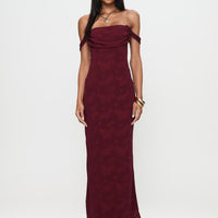 Azura Off The Shoulder Maxi Dress Burgundy