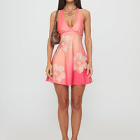 Laleisa Beaded Halter Mini Dress Multi