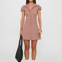 Kavira Tie Bust Shirt Dress Red Gingham
