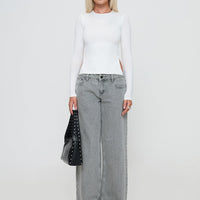 Ellanor Low Rise Straight Leg Jean Washed Grey