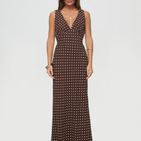 Nellie Maxi Dress Brown Polka Dot