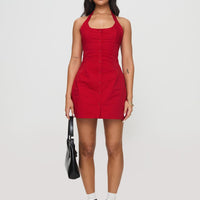 Mallorie Halter Mini Dress Red