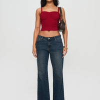 Essentials Ruched Rib Cami Top Red