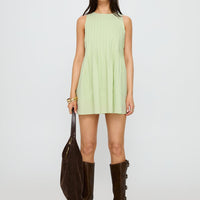 Dreamboat Pleated Mini Dress Matcha