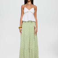 Silver Soul Embroidered Maxi Skirt Sage