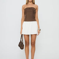 Sicialia Strapless Mini Dress Brown / White