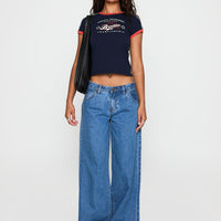Supercut Low Rise Baggy Pleat Jeans Mid Blue