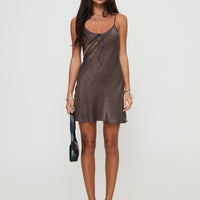 Linger Bias Cut Dress Brown