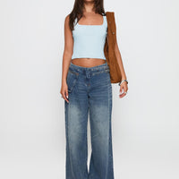 Paltrow Mid Rise Wide Leg Cargo Jeans Mid Blue Wash