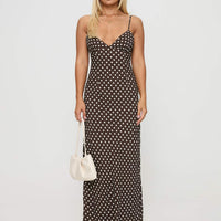 Jorjana Polka Maxi Dress Brown / White