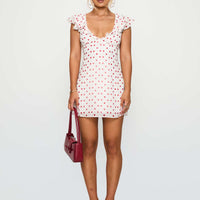 I Guess So Mini Dress White / Burgundy