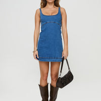 Rautha Denim Mini Dress Mid Wash