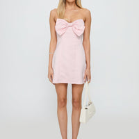 Genevie Strapless Bow Bust Mini Dress Light Pink