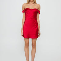 Alizae Off Shoulder Mini Dress Red