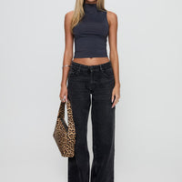 Serenitia Mid Rise Straight Leg Jeans Washed Black Petite