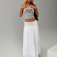 Small Towns Shirred Midi Skirt White