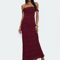 Azura Off The Shoulder Maxi Dress Burgundy