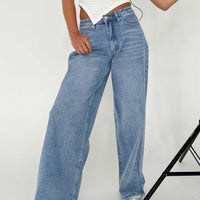 Naylor Mid Rise Wide Leg Jeans Light Blue Wash