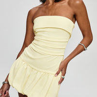 Mousse Strapless Mini Dress Lemon