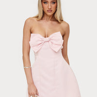 Genevie Strapless Bow Bust Mini Dress Light Pink