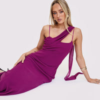 Syrina Cowl Neck Scarf Maxi Dress Berry