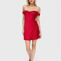 Alizae Off Shoulder Mini Dress Red