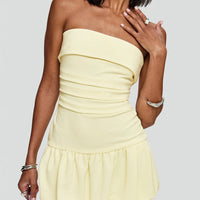 Mousse Strapless Mini Dress Lemon