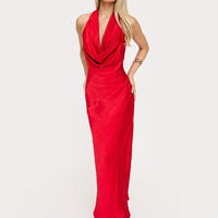 Big Deal Halter Maxi Dress Red