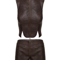 Ambrosie Faux Leather Set Washed Brown