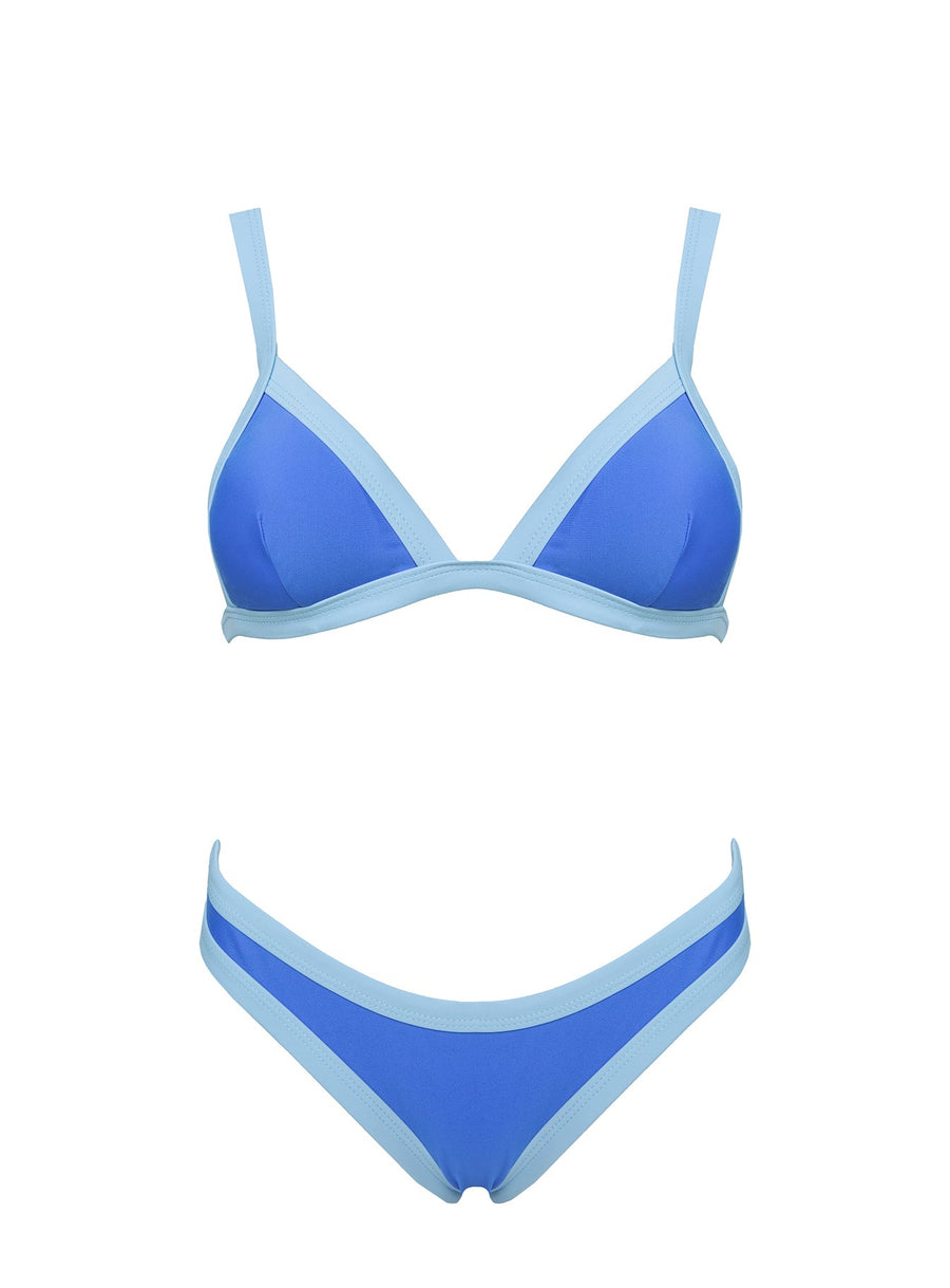 Amiri Contrast Triangle Bikini Top Blue