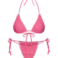 City Of Palms Triangle Bikini Bottoms Red Gingham