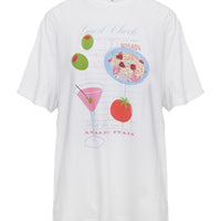 Dine With Me Oversized Graphic Top White