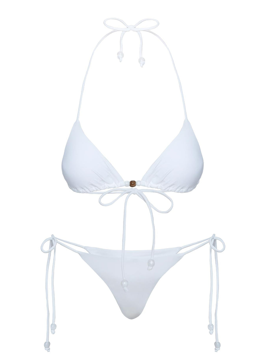 Flounder Bead Detail Triangle Bikini Top White