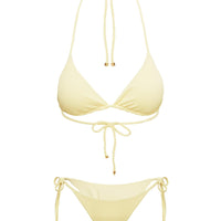 Glora Ribbed Tie Side Bikini Bottom Yellow