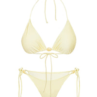 Hit The Beach Bead Detail Bikini Bottoms Lemon