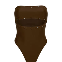 Imika Keyhole Stud One Piece Bikini Brown
