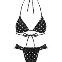 Jenner Triangle Bikini Top Black / Polka Dot