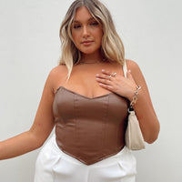 Jessica PU Bustier Brown