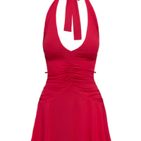 Maeva Halter Mini Dress Red