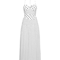 Marguerite Halter Maxi Dress White Polka