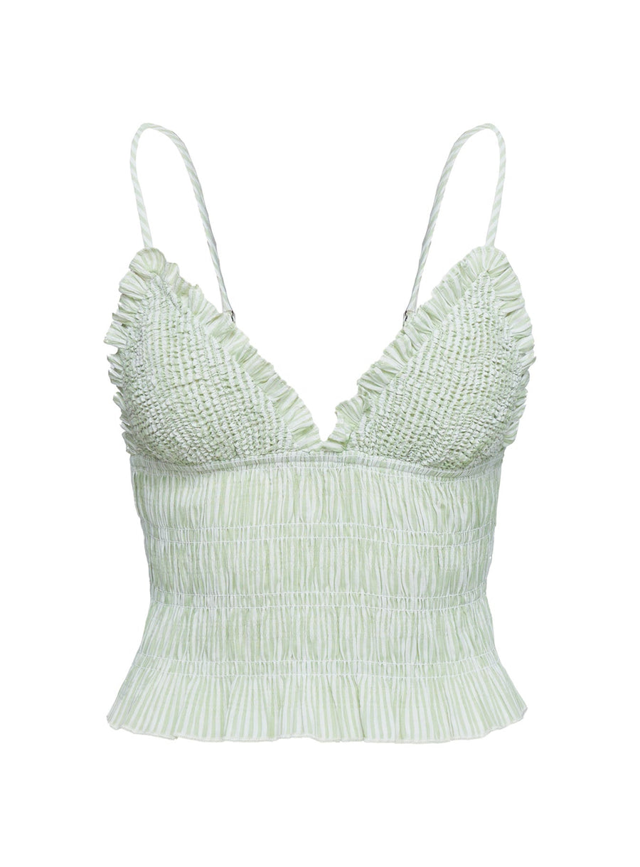 Marilou Shirred Top Green Stripe