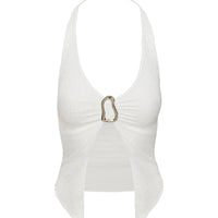 Moderna Halter Lace Top White